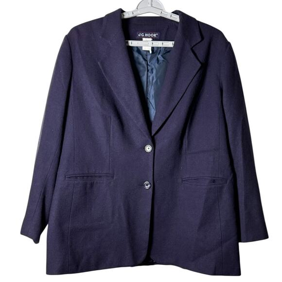 JG Hook Jackets & Blazers - Vintage JG Hook Wool Blazer Jacket Women’s 16W Navy Blue Lined Classic 2-Button